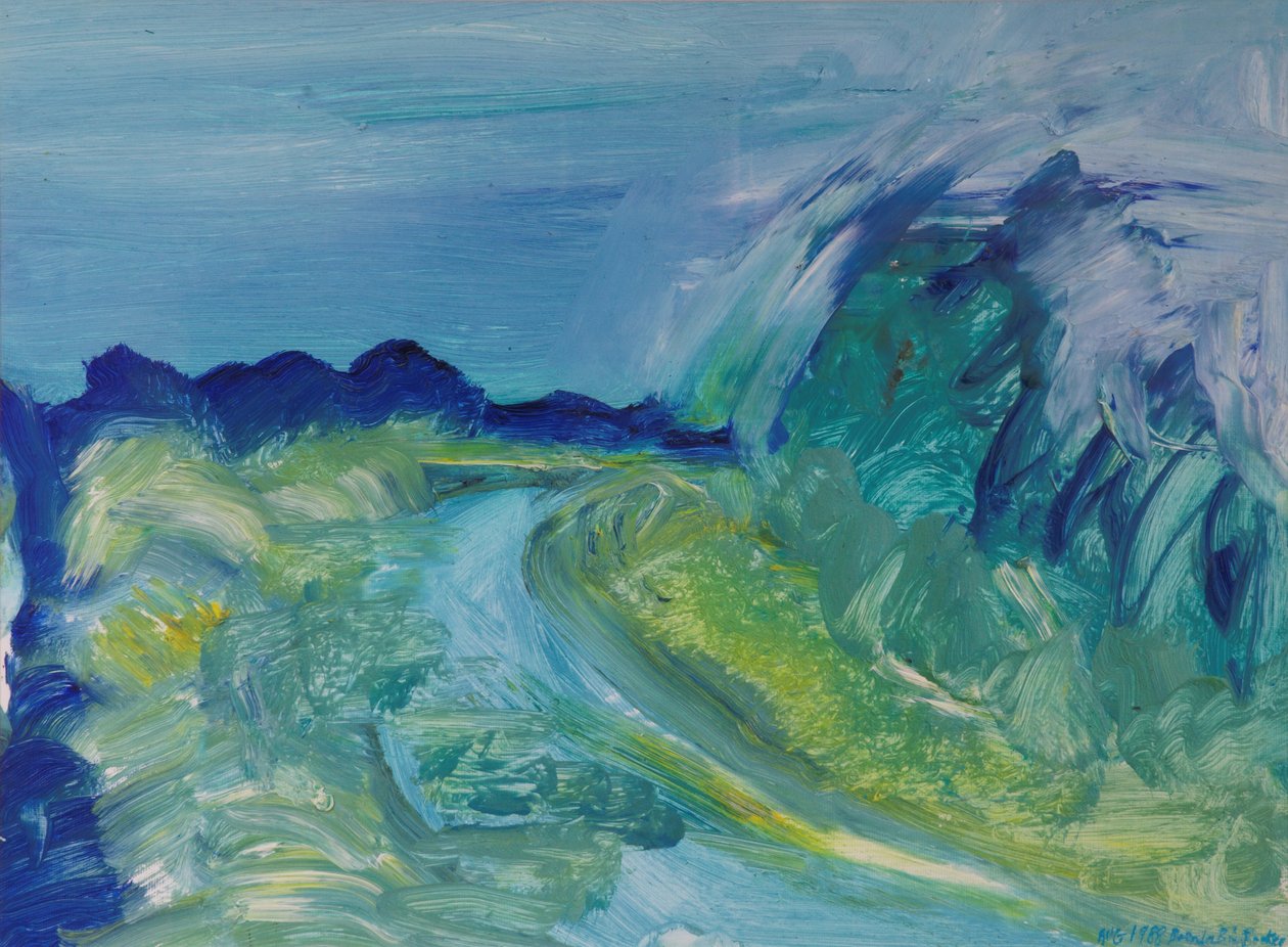 Blauw Rivierlandschap I, 1988 door Brenda Brin Booker