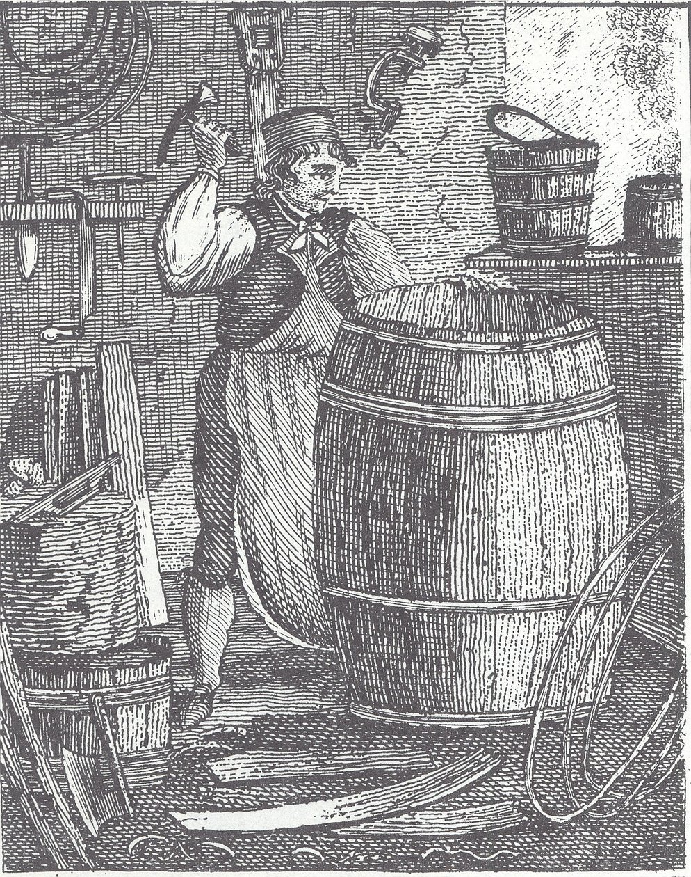 Kuiper maakt een vat (gravure) door British School