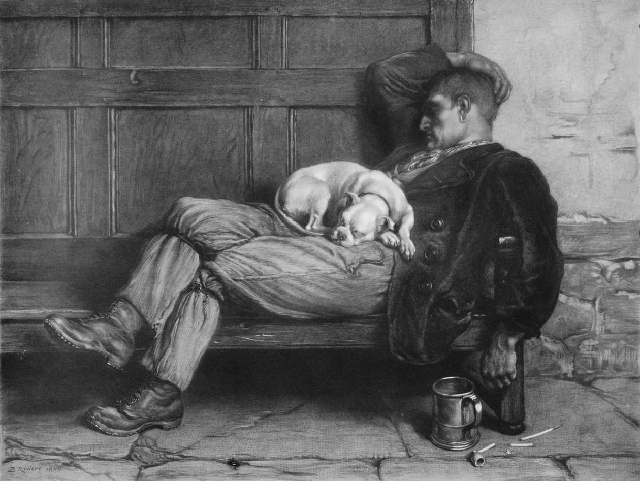 Laat slapende honden liggen!, 1880, 1912 door Briton Riviere