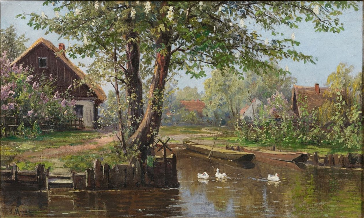 Lente in Spreewald Lehde bij Lübbenau door Bruno Moras