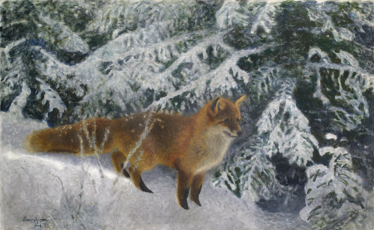 Vos in de winter door Bruno Andreas Liljefors