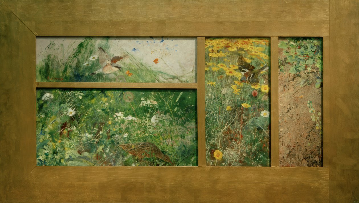 Vier vogelstudies door Bruno Andreas Liljefors