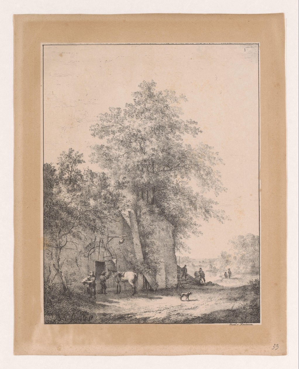 Landschap met herberg door Bruno van Straaten (I)