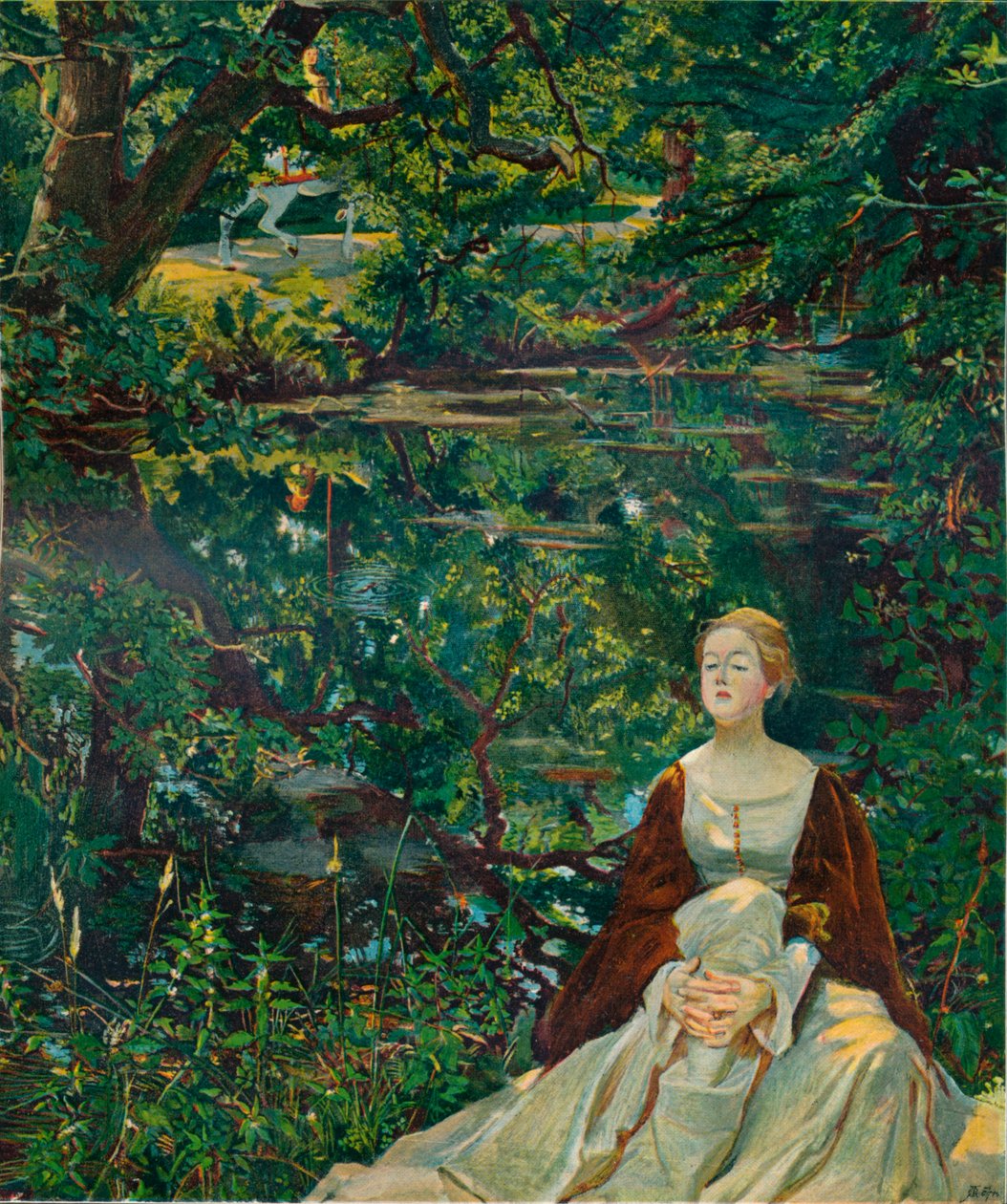 Naar een schilderij van Byam Shaw, ca. 1899 door Byam Shaw