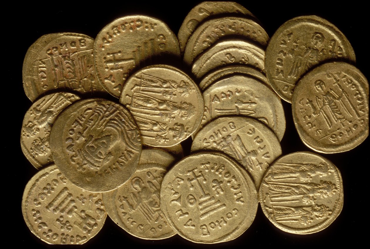 Een schat aan munten (goud) door Byzantine