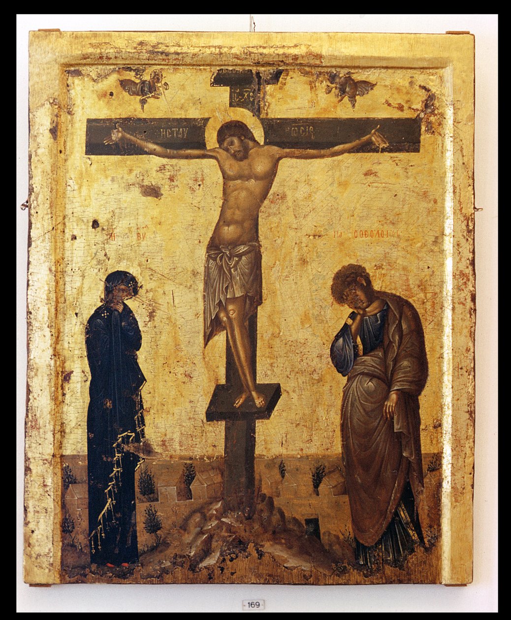 Kruisigingsicoon door Byzantine