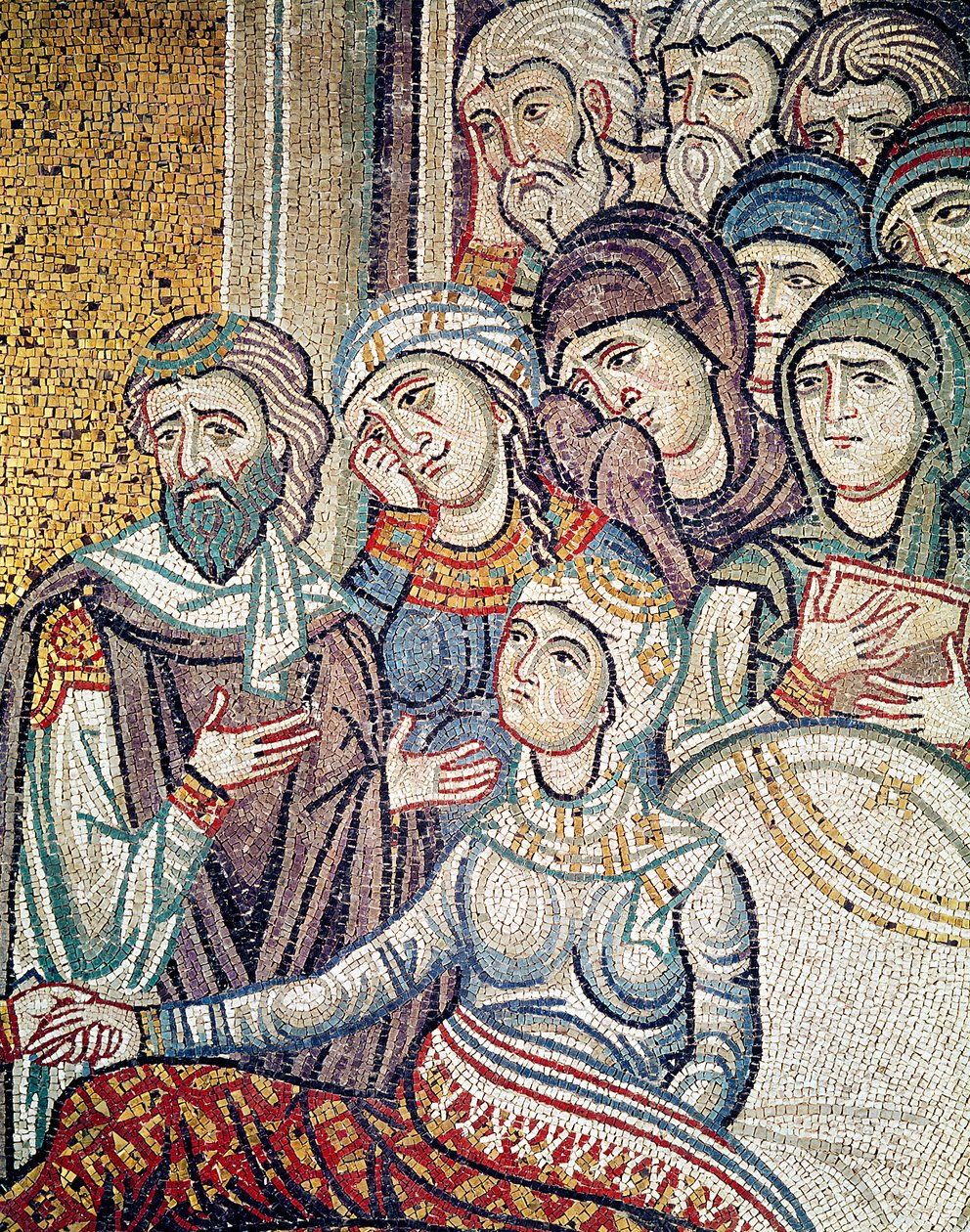 De Opwekking van de Dochter van Jairus (mozaïek) (detail) door Byzantine School
