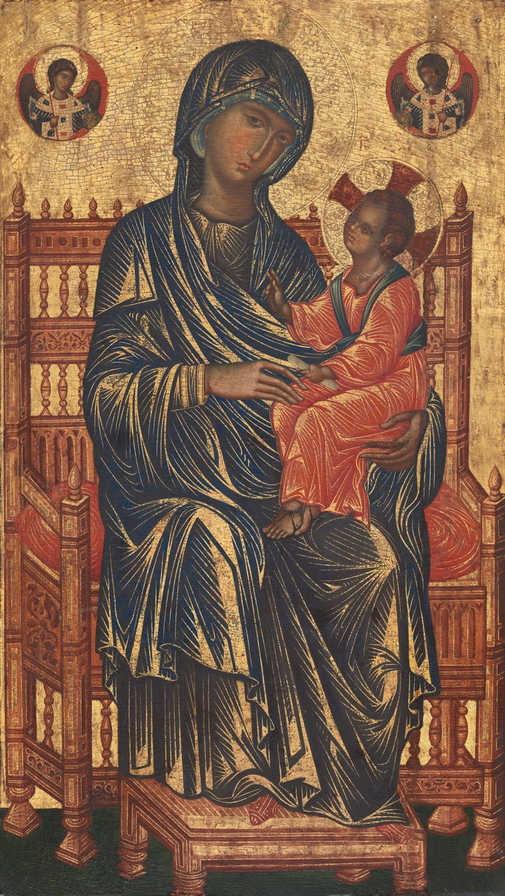 Madonna en kind op de troon door Byzantine 13th Century