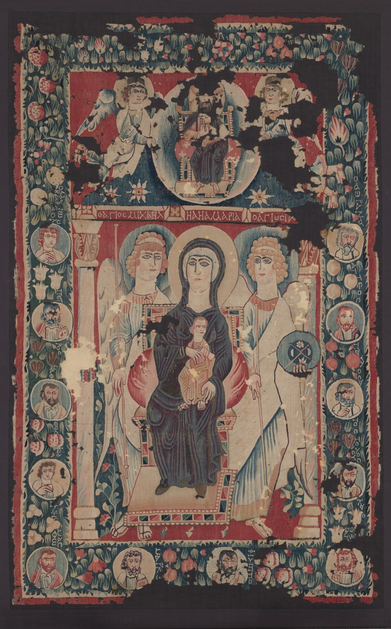 Icoon van de Maagd en Kind, 500s door Byzantine School