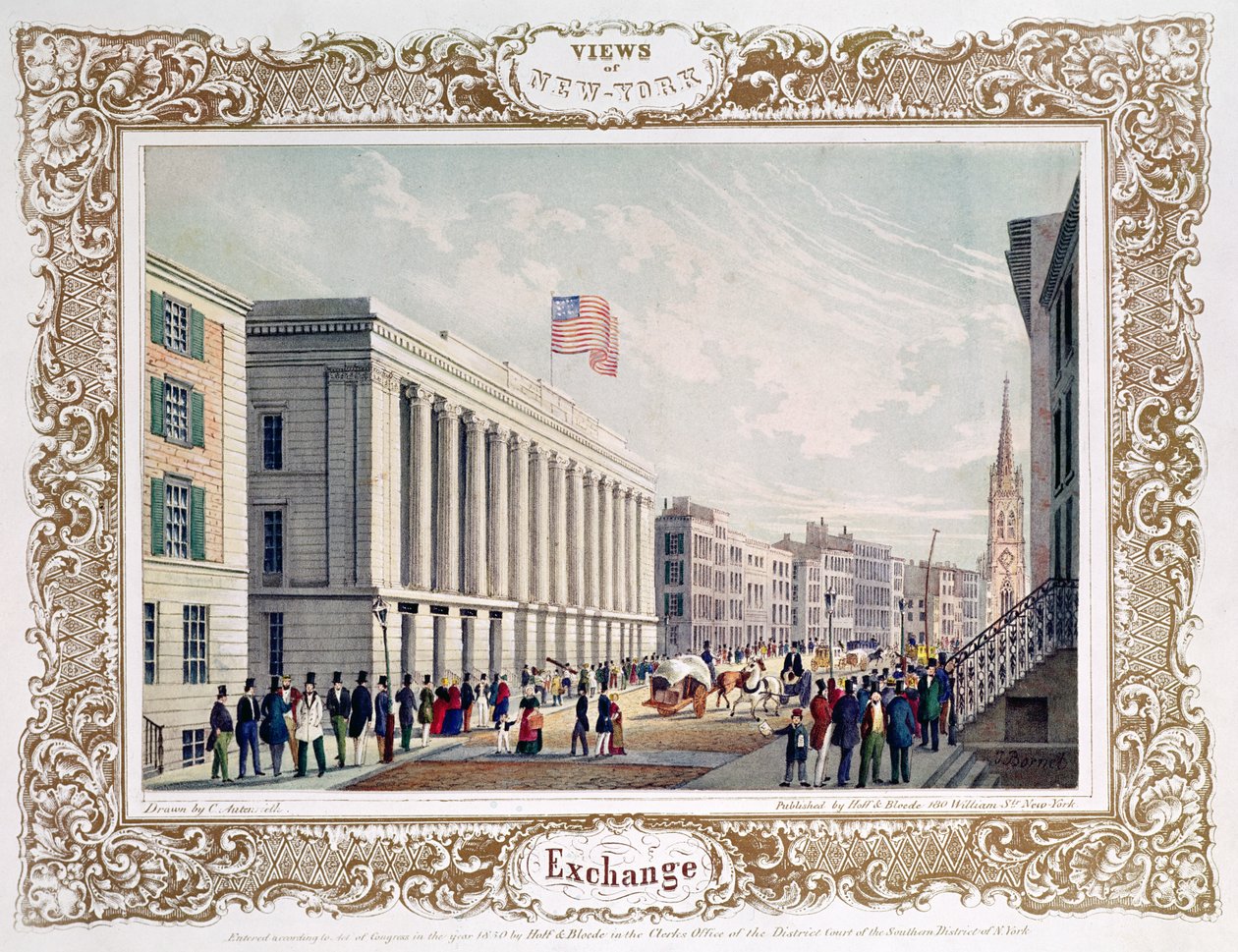 Beurs, New York City, gepubliceerd 1850 door C. Autenrieth