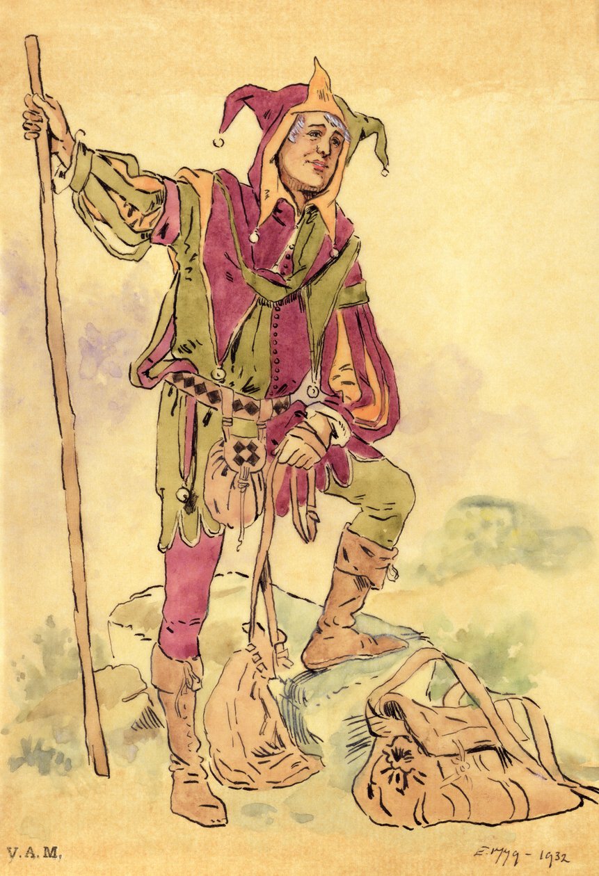Kostuumontwerp voor een nar voor Een Midzomernachtsdroom c.1881-93 door C. Wilhelm