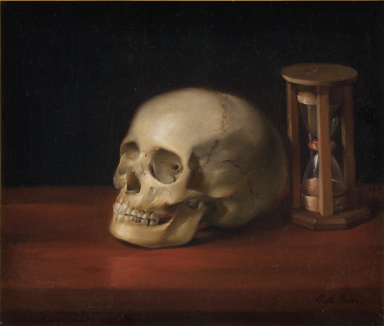 Schedel en zandloper door C.A. Jensen