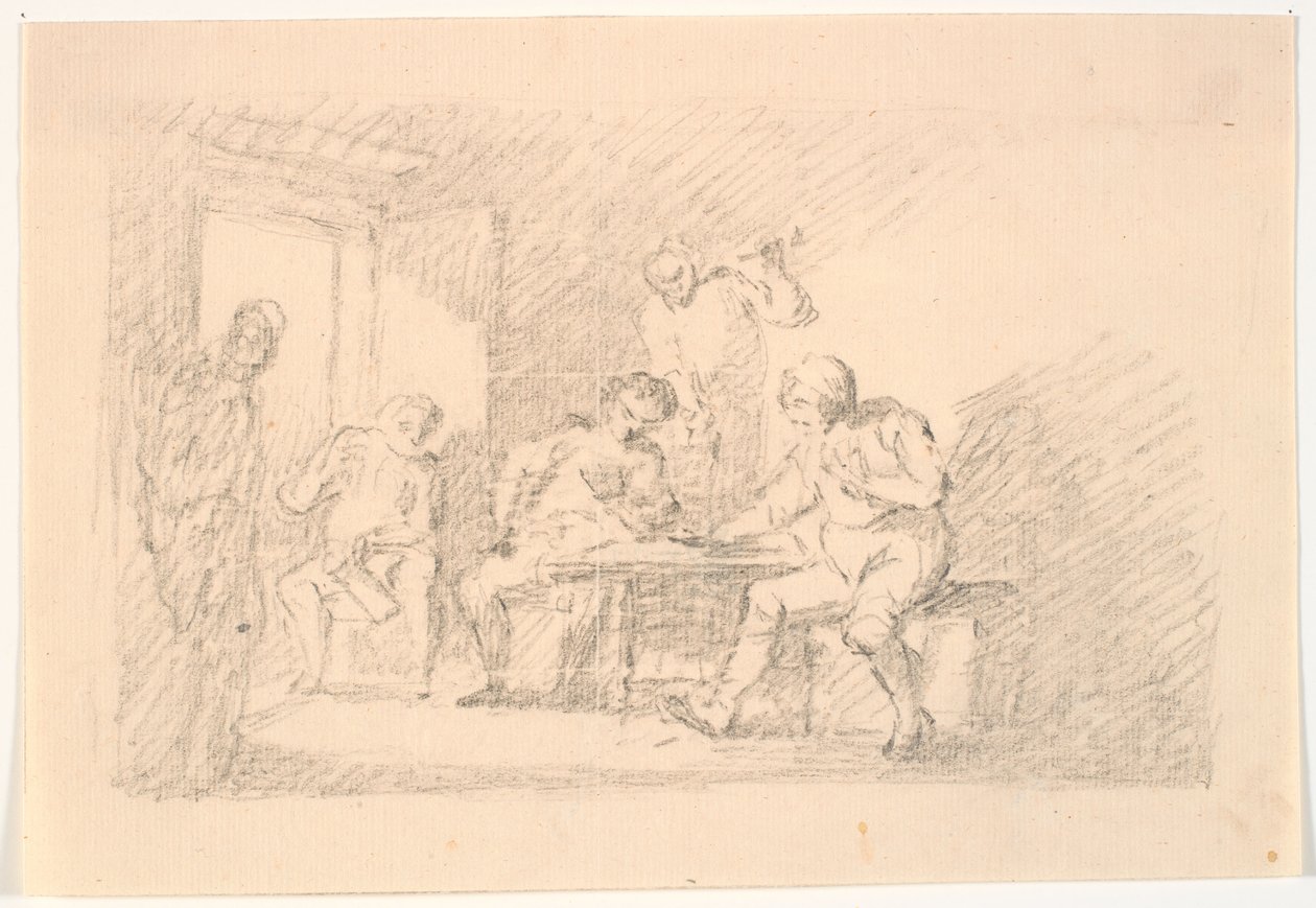 Interieur met spelers door C.A. Lorentzen