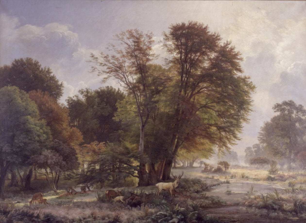 Herfstochtend in Jægersborg Dyrehave door C.F. Aagaard