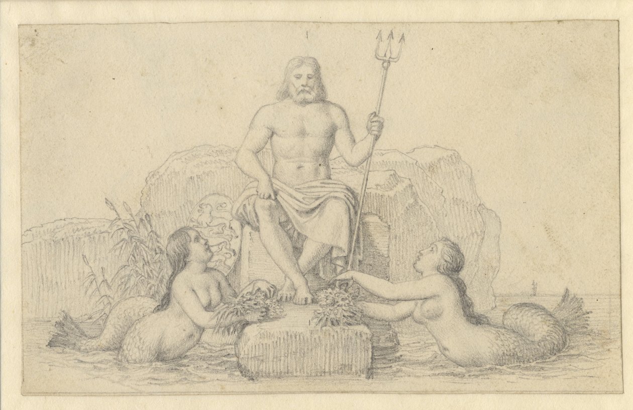 Neptunus en twee nereïden door Christoffer Wilhelm Eckersberg