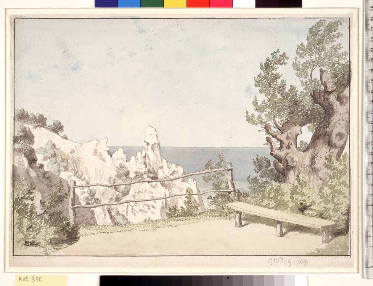 Uitzicht vanaf Møns Klint bij Sommerspiret door Christoffer Wilhelm Eckersberg