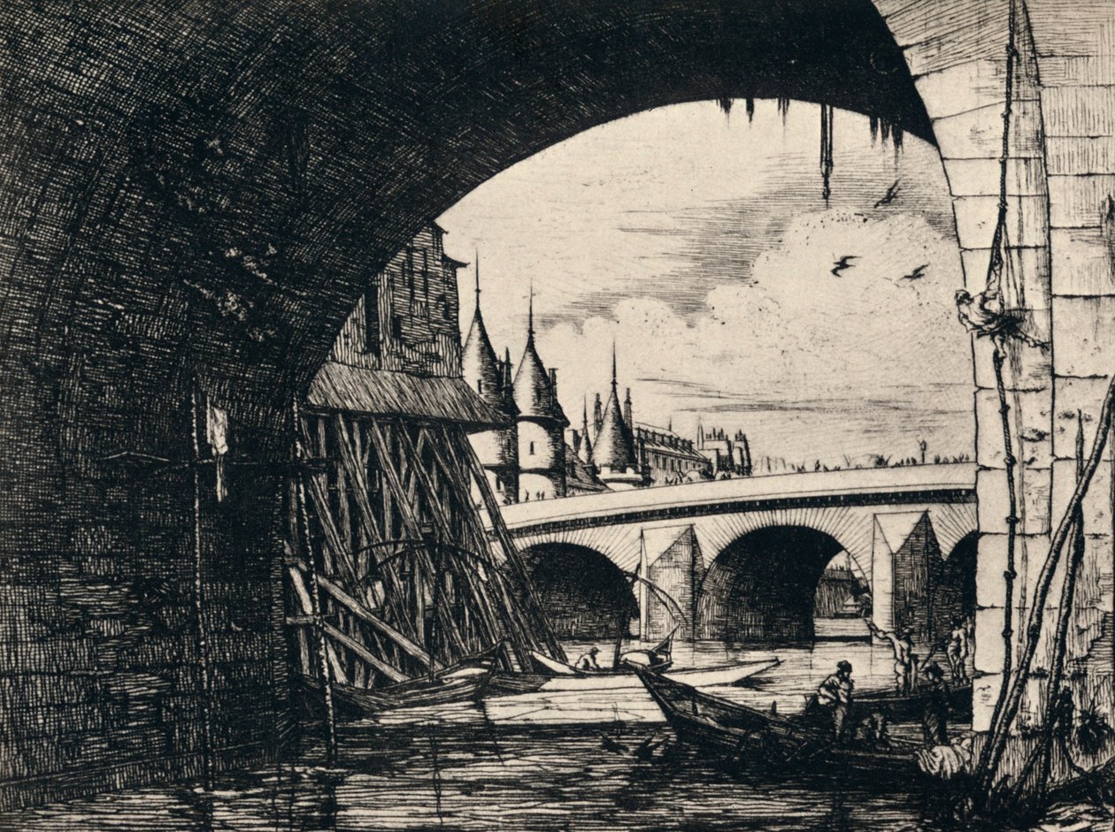 Boog van de Pont Notre-Dame, 1915 door C. H. Meryon