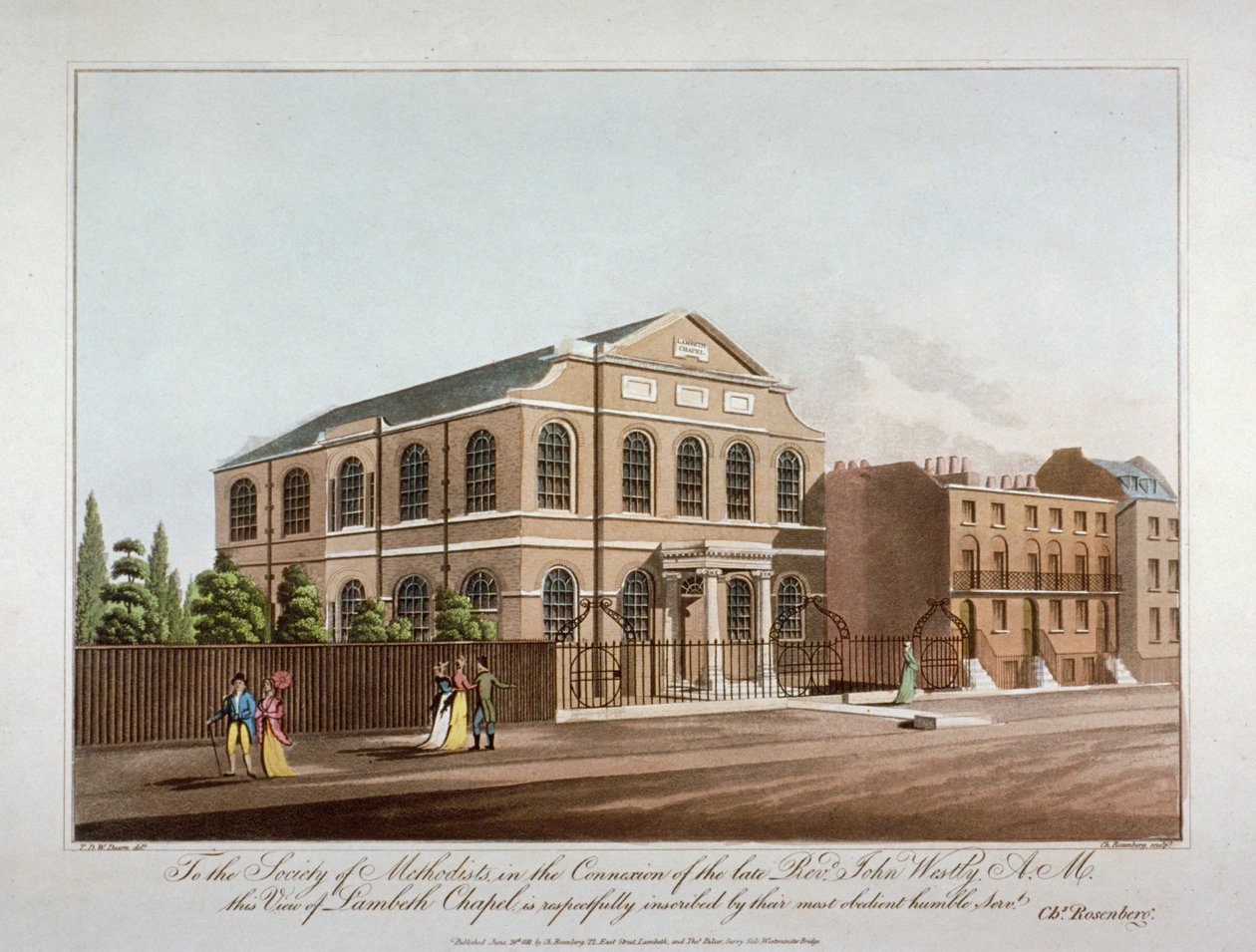 De Methodistenkapel in Lambeth, Londen, 1816 door C Rosenberg