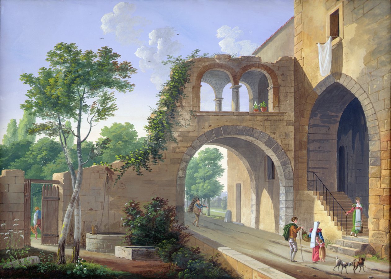 Scène op het Italiaanse platteland, 1813 door Caizac