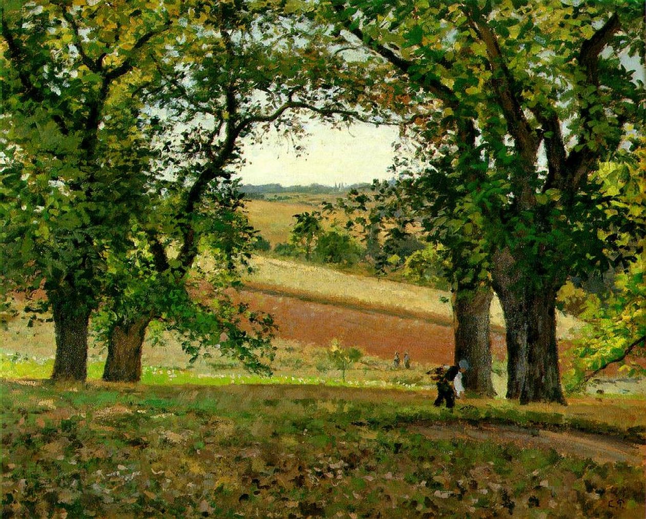 Kastanjebomen in Osny, c.1873 door Camille Jacob Pissarro