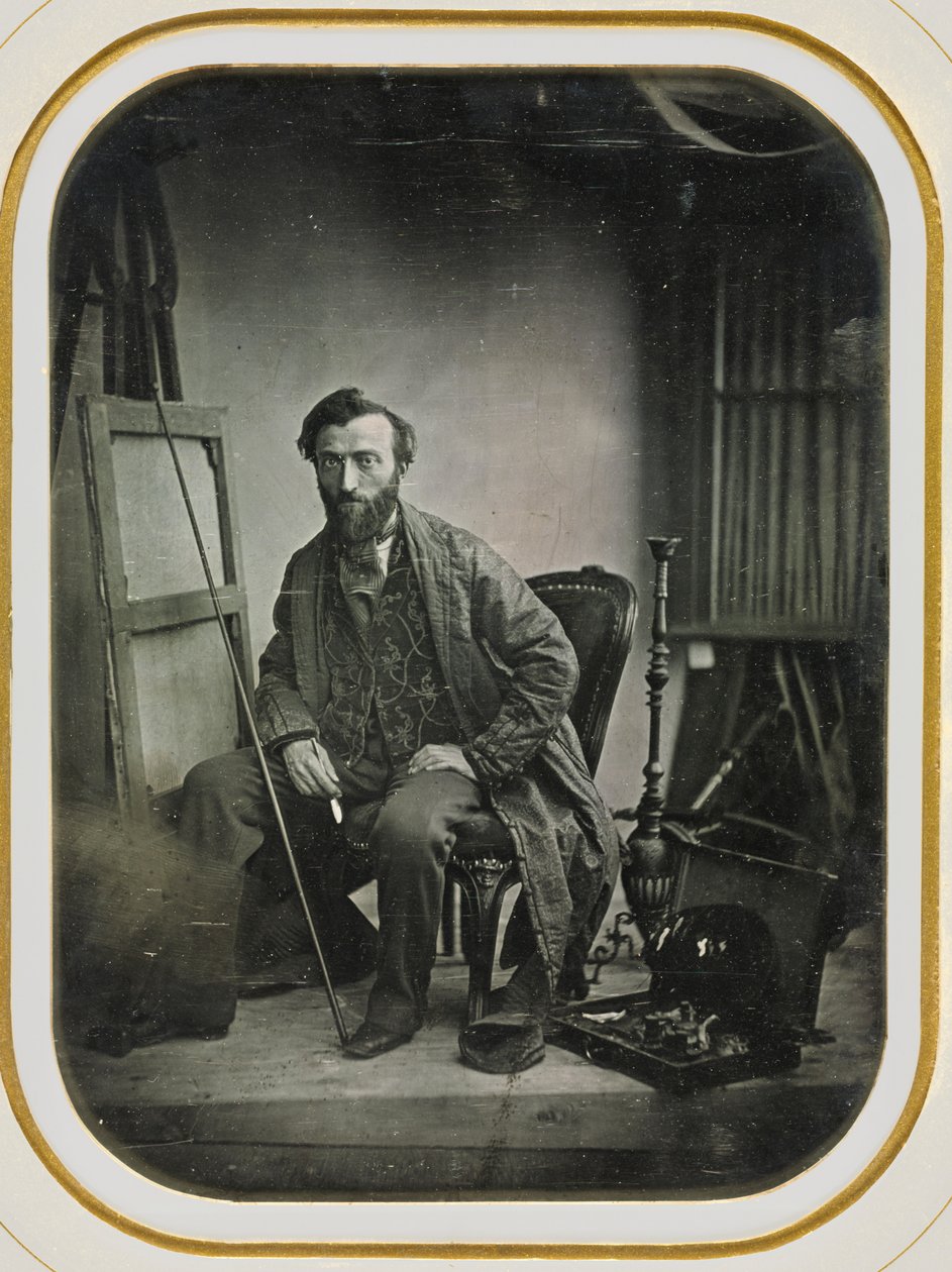 Zelfportret in Schilderstudio door Camille Dolard