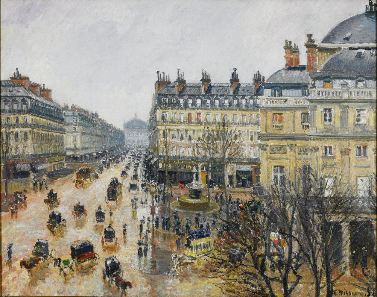 Place du Théâtre Français, Parijs: Regen door Camille Jacob Pissarro