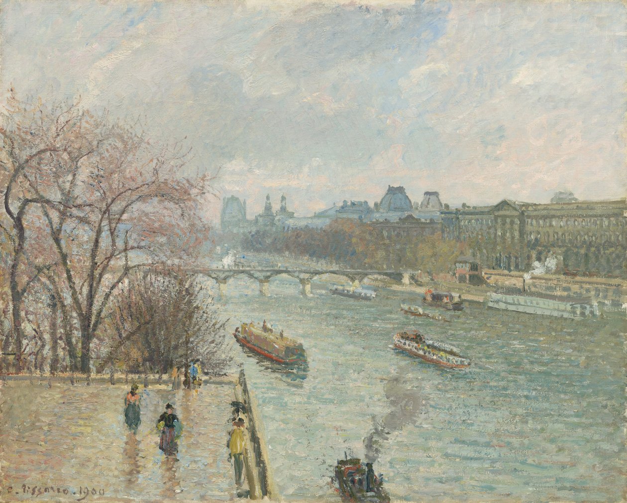 Het Louvre, middag, regenachtig weer, 1900 door Camille Pissarro