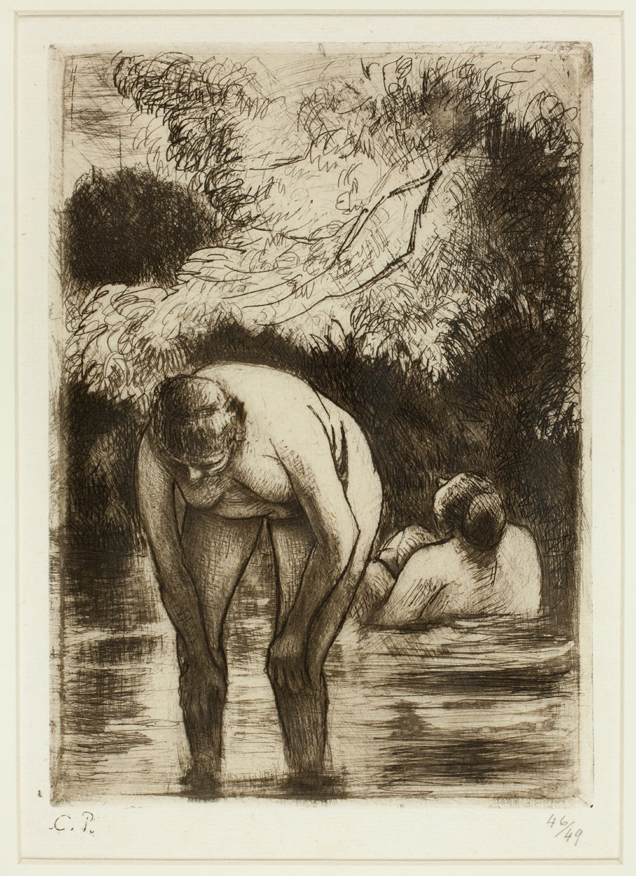 De twee baders door Camille Pissarro