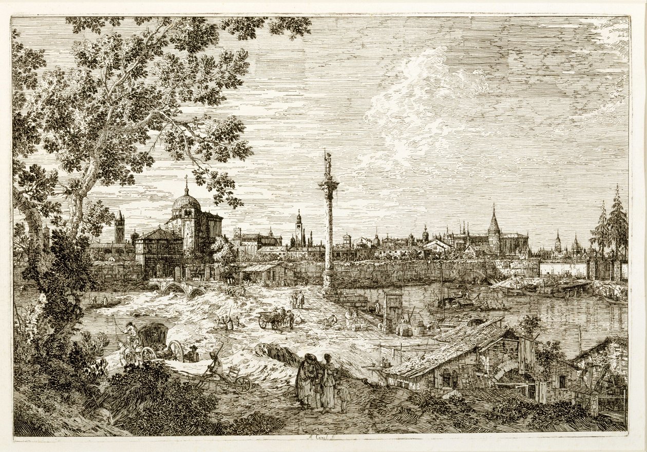 Denkbeeldig uitzicht op Padua door Canaletto
