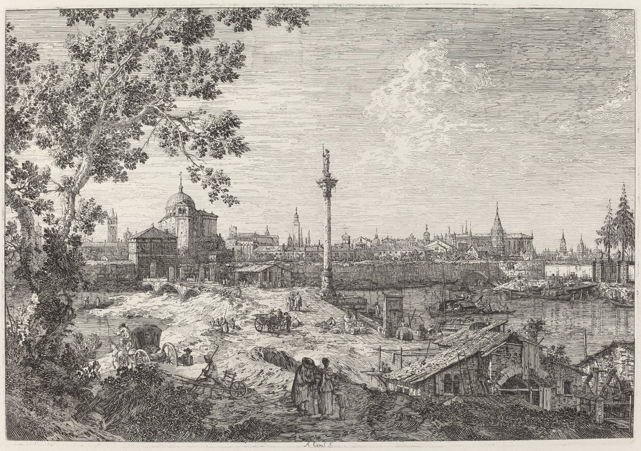 Denkbeeldig Uitzicht op Padua door Canaletto