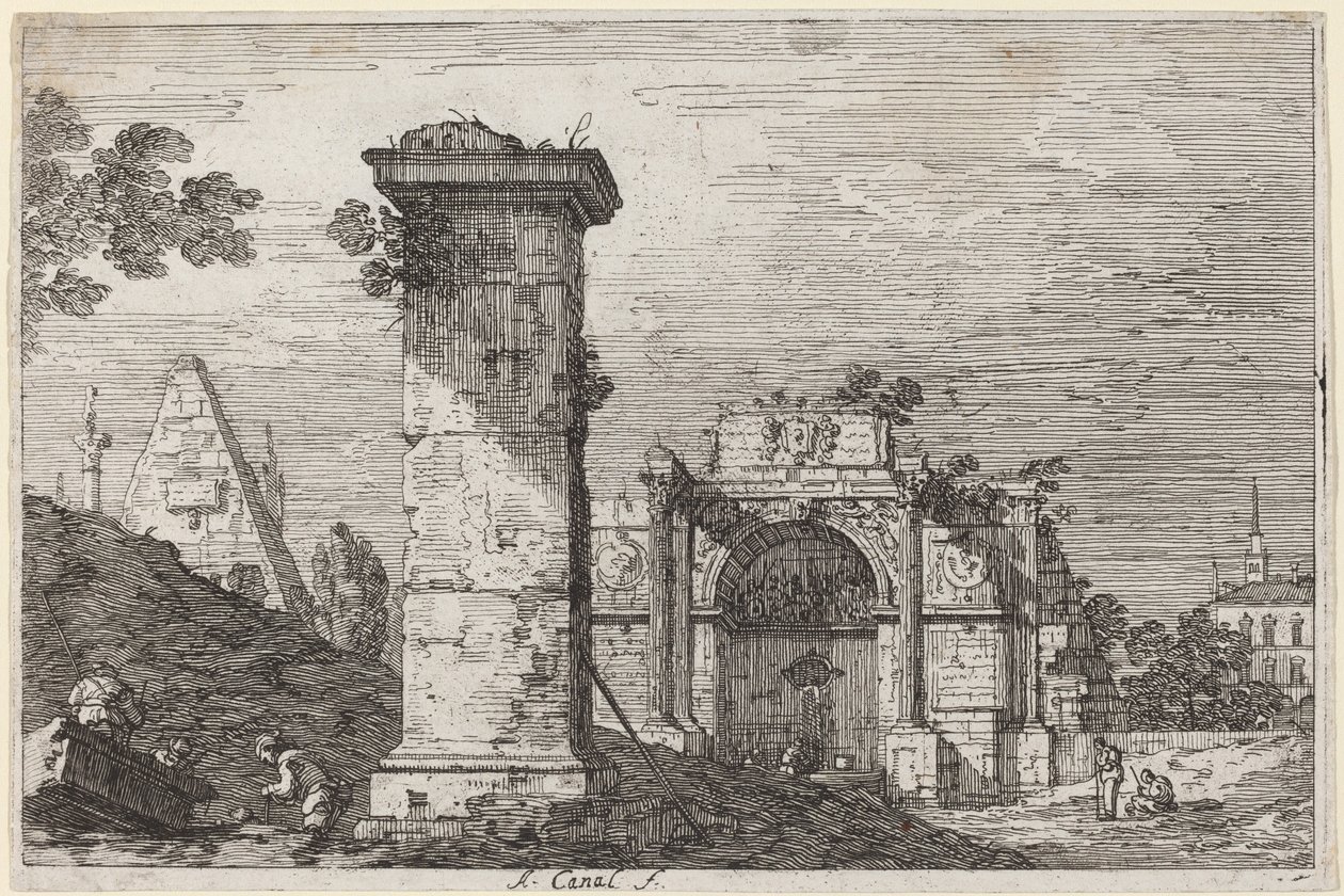 Landschap met Verwoeste Monumenten door Canaletto