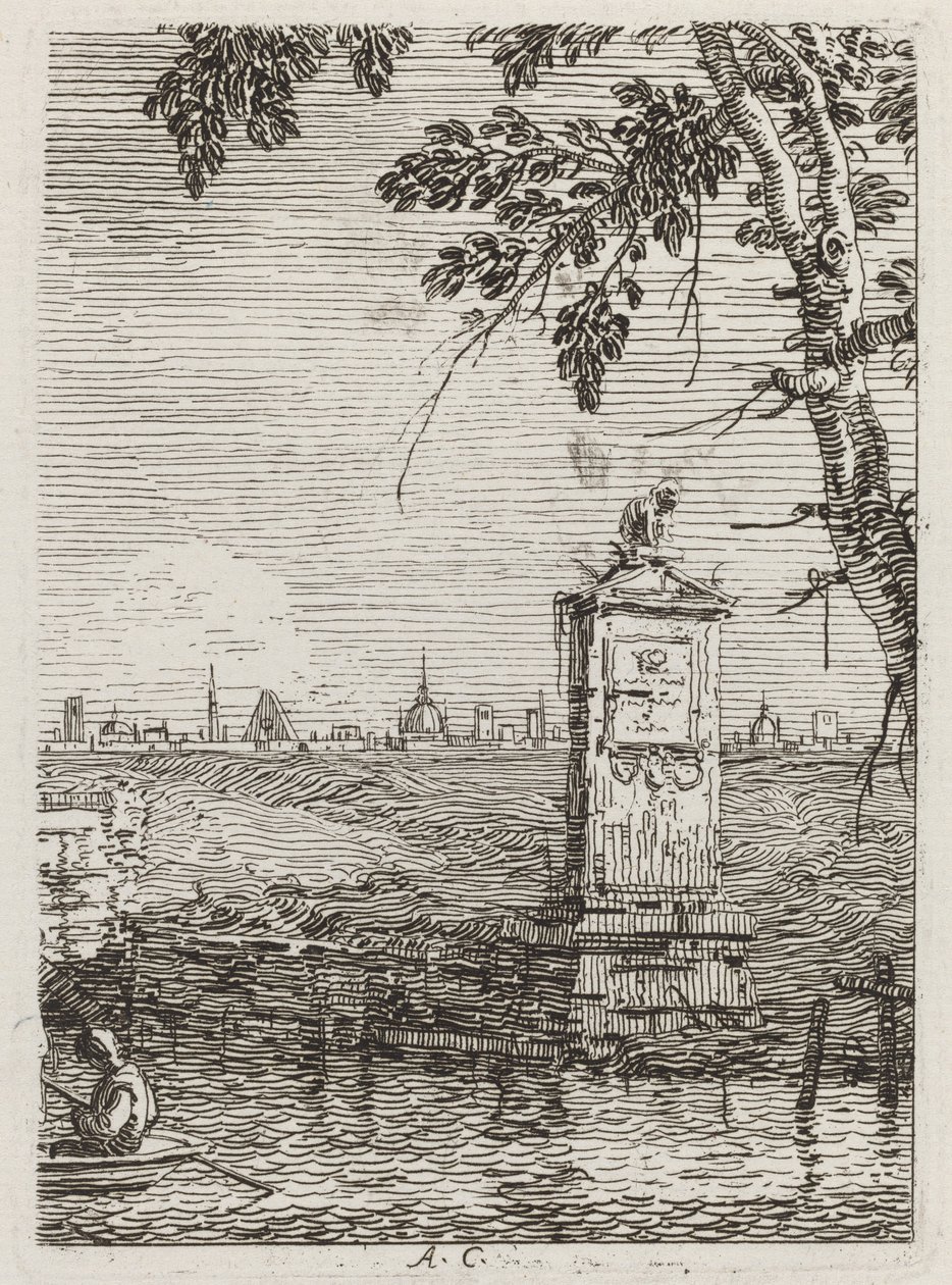 Het kleine monument [links] door Canaletto