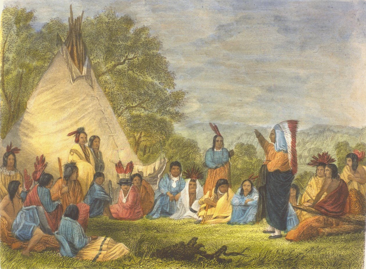 Indianen in raad, 1853 door Captain Seth Eastman