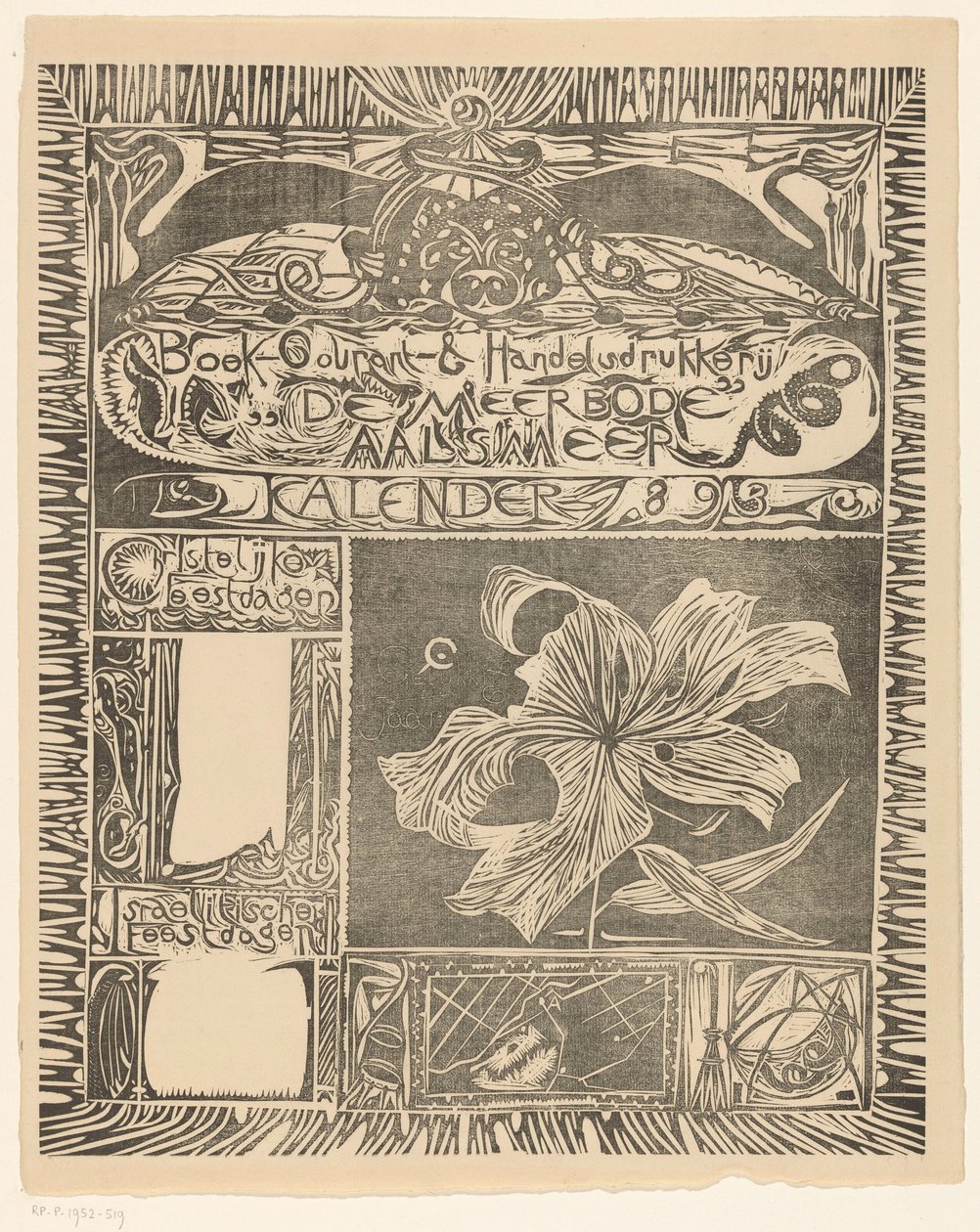 Kalenderblad 1893 door Carel Adolph Lion Cachet