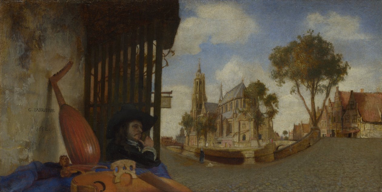 Een uitzicht op Delft door Carel Fabritius