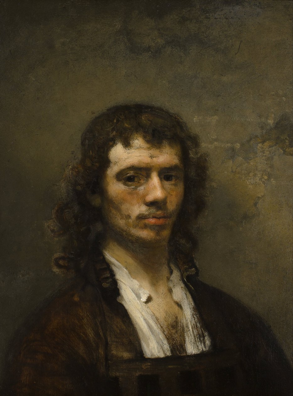 Zelfportret, ca.1645 (olieverf op paneel) door Carel Fabritius