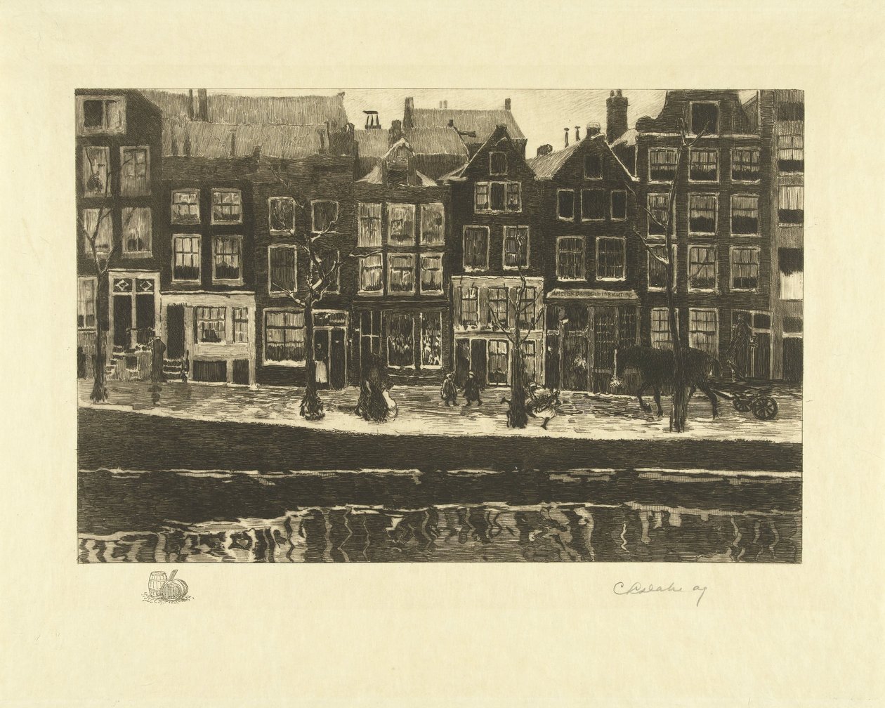 Lauriergracht door Carel Lodewijk Dake (signed by artist)