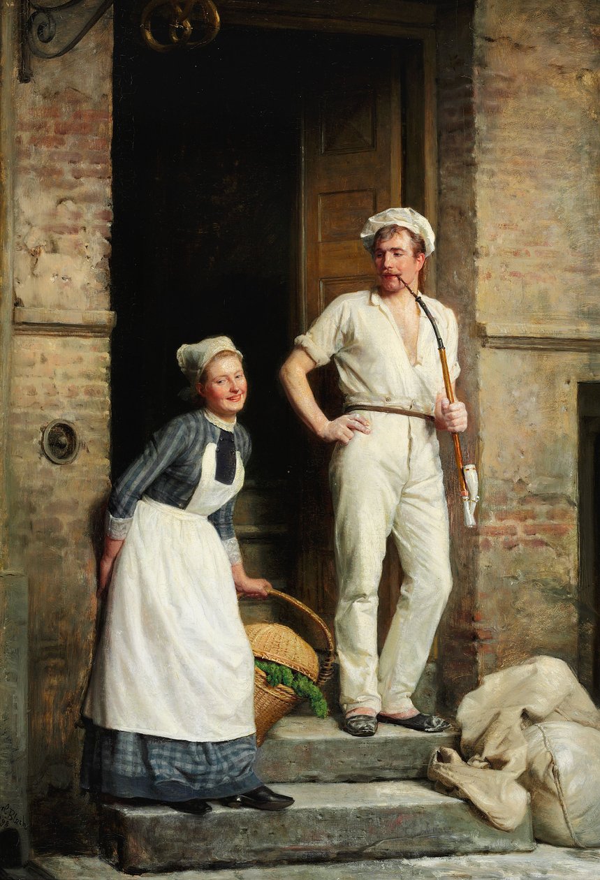 Een bakker die zich afkoelt door Carl Heinrich Bloch