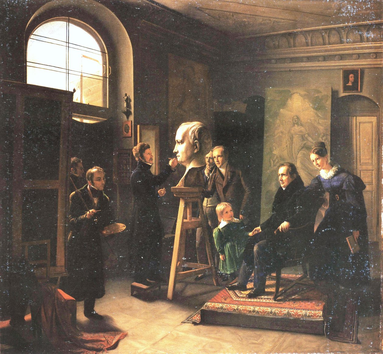 Ludwig Tieck zittend bij de portretbeeldhouwer David d