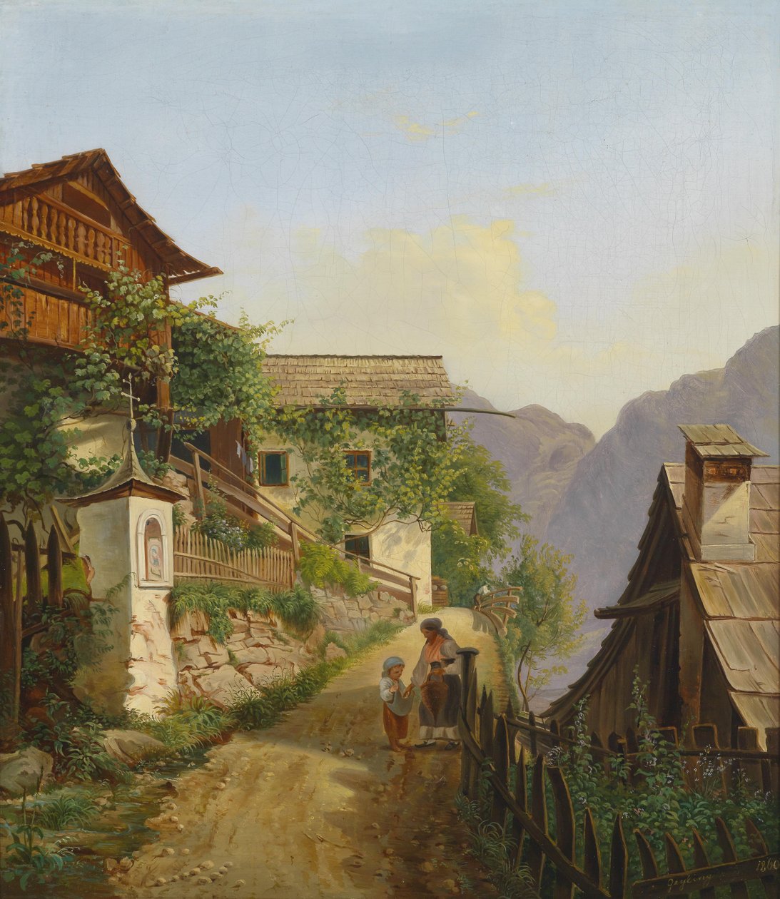 Motief uit Hallstatt door Carl Franz Michael Geyling