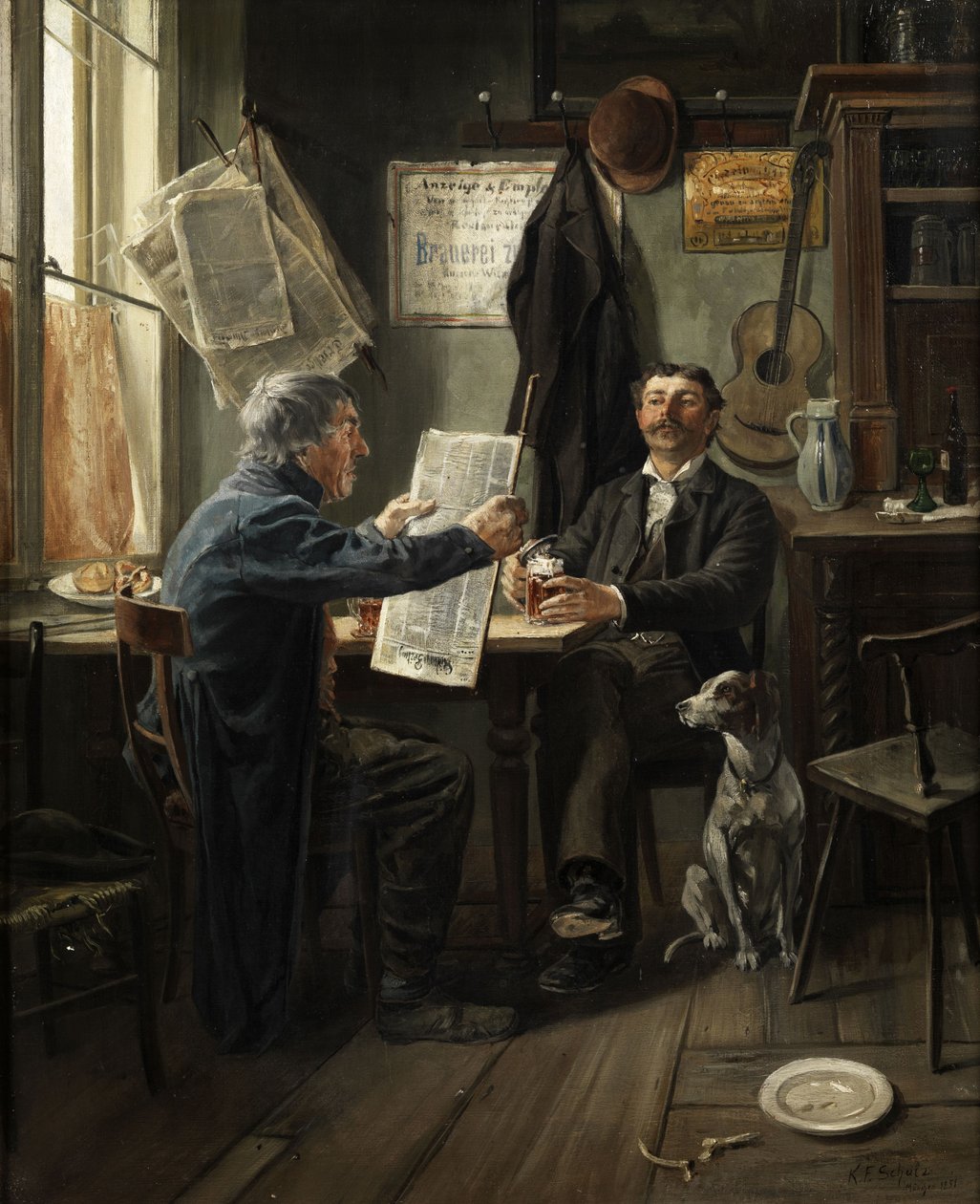 Krantenlezing aan de biertafel door Carl Friedrich Schulz