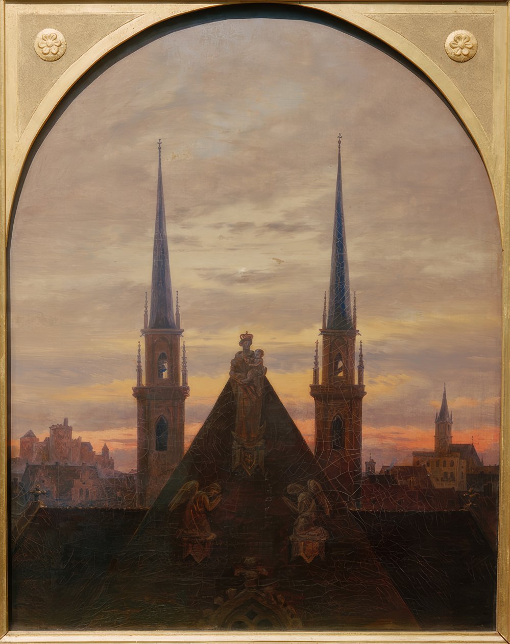 Stad in de schemering door Carl Gustav Carus
