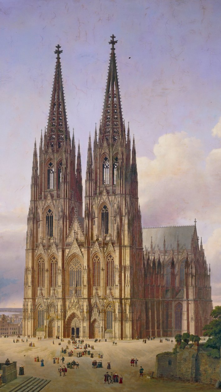 Ideaalbeeld van de Dom van Keulen vanuit het zuidwesten door Carl Georg Adolph Hasenpflug