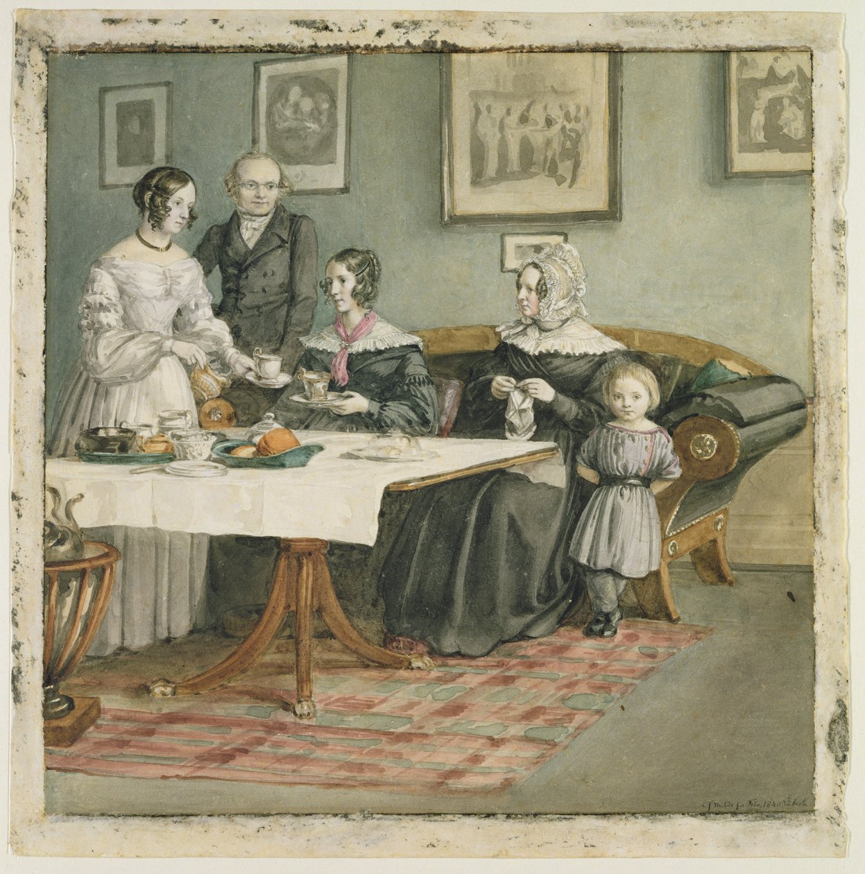 Professor Johannes Classen (1805-91) en Familie, 1840 door Carl Julius Milde