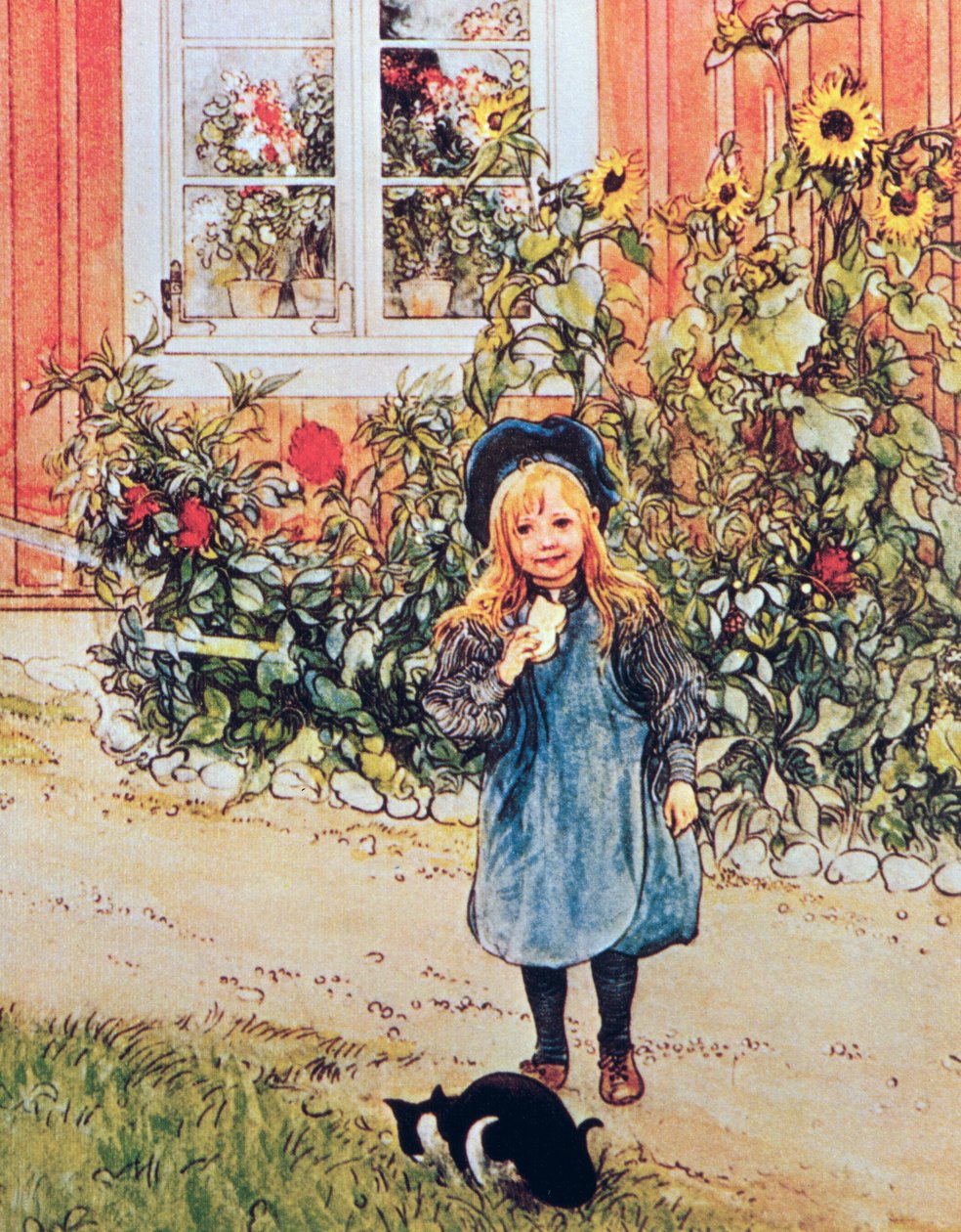 Brita met Zonnebloemen door Carl Larsson