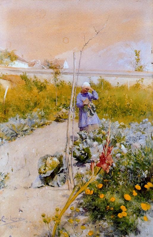 Man in de Tuin door Carl Larsson