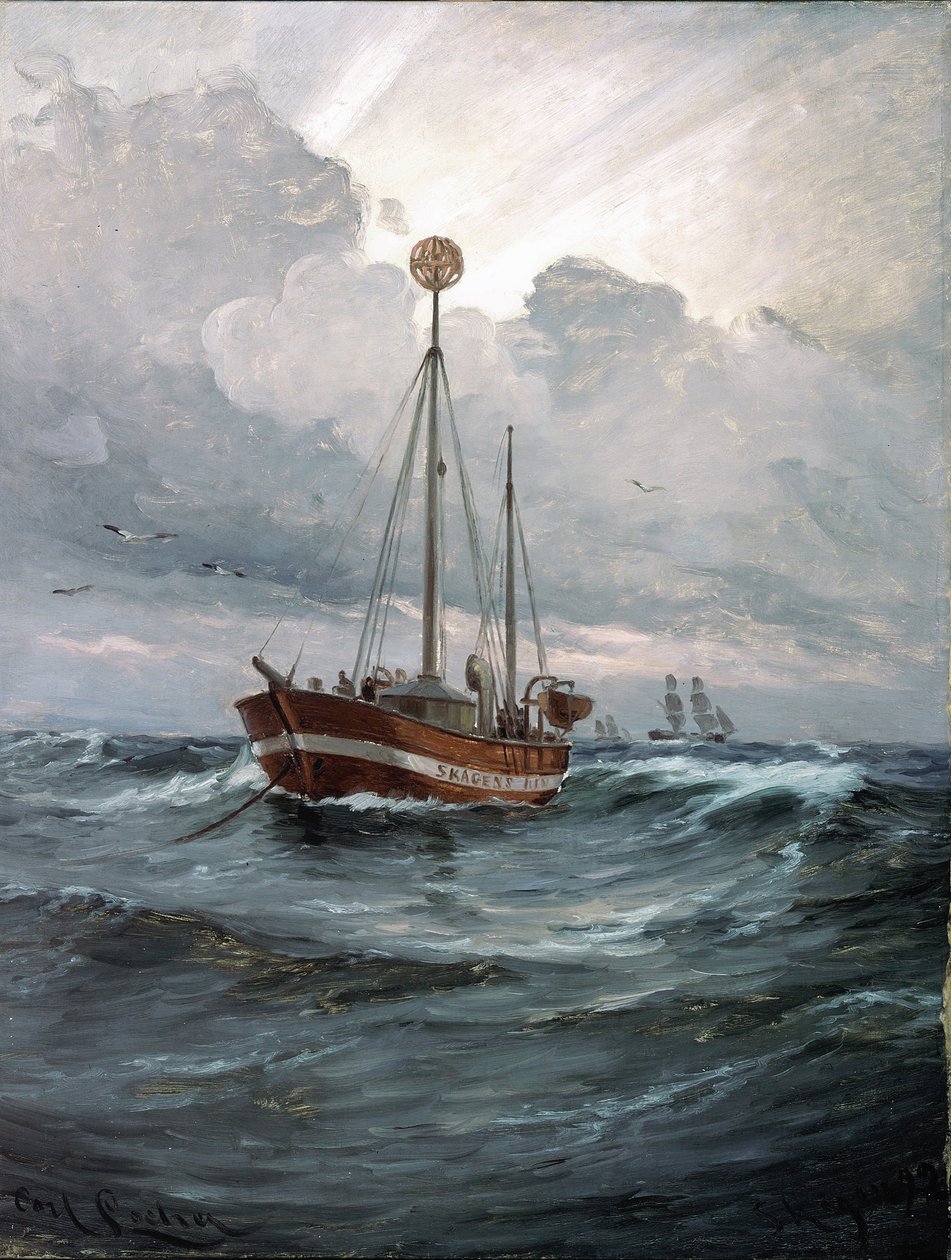 Het lichtschip bij Skagen Rif door Carl Ludvig Locher
