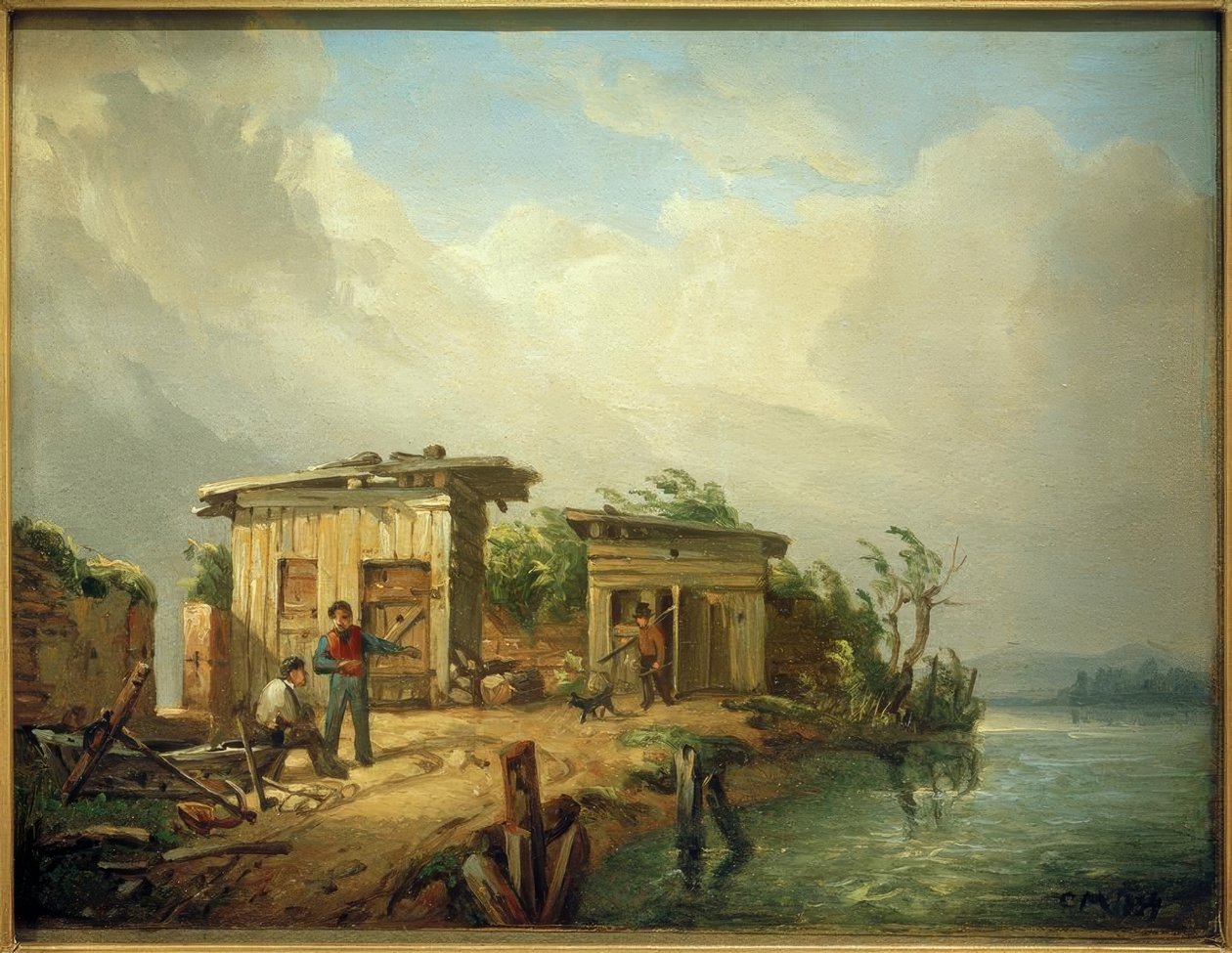 C. Morgenstern, Vissershutten op het Mainlust-eiland door Carl Morgenstern