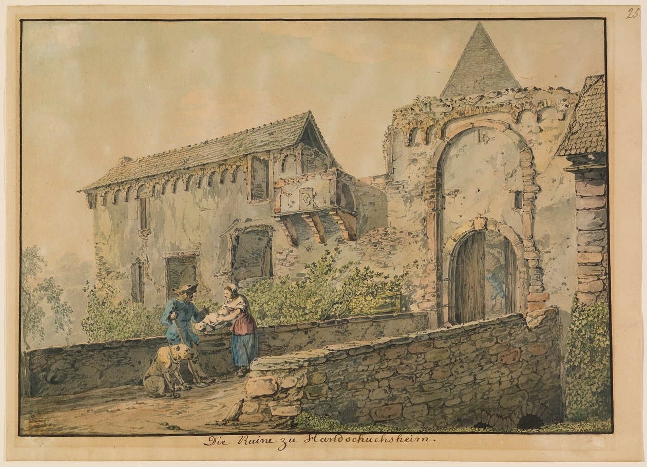 Ruïne van de Tiefburg bij Handschuhsheim door Carl Philipp Fohr