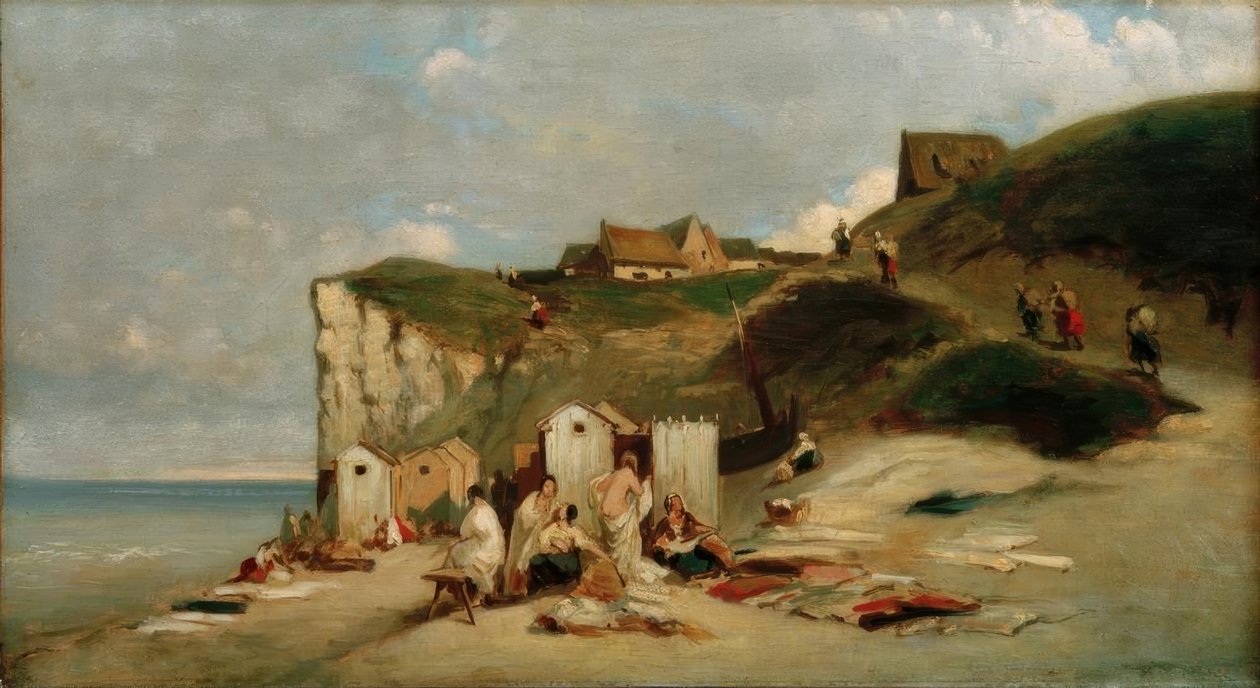 Badende vrouwen aan zee bij Dieppe door Carl Spitzweg